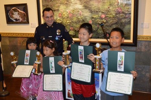 Covina Police Captain Povero giving awards Covina Police Captain Povero giving awards